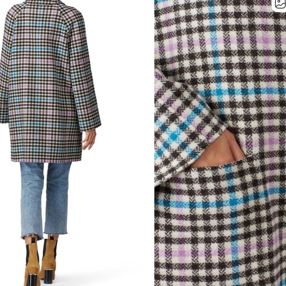 New Draper James Wool Plaid Houndstooth Reversible Swing car Coat Jacket XS S M - Picture 6 of 8